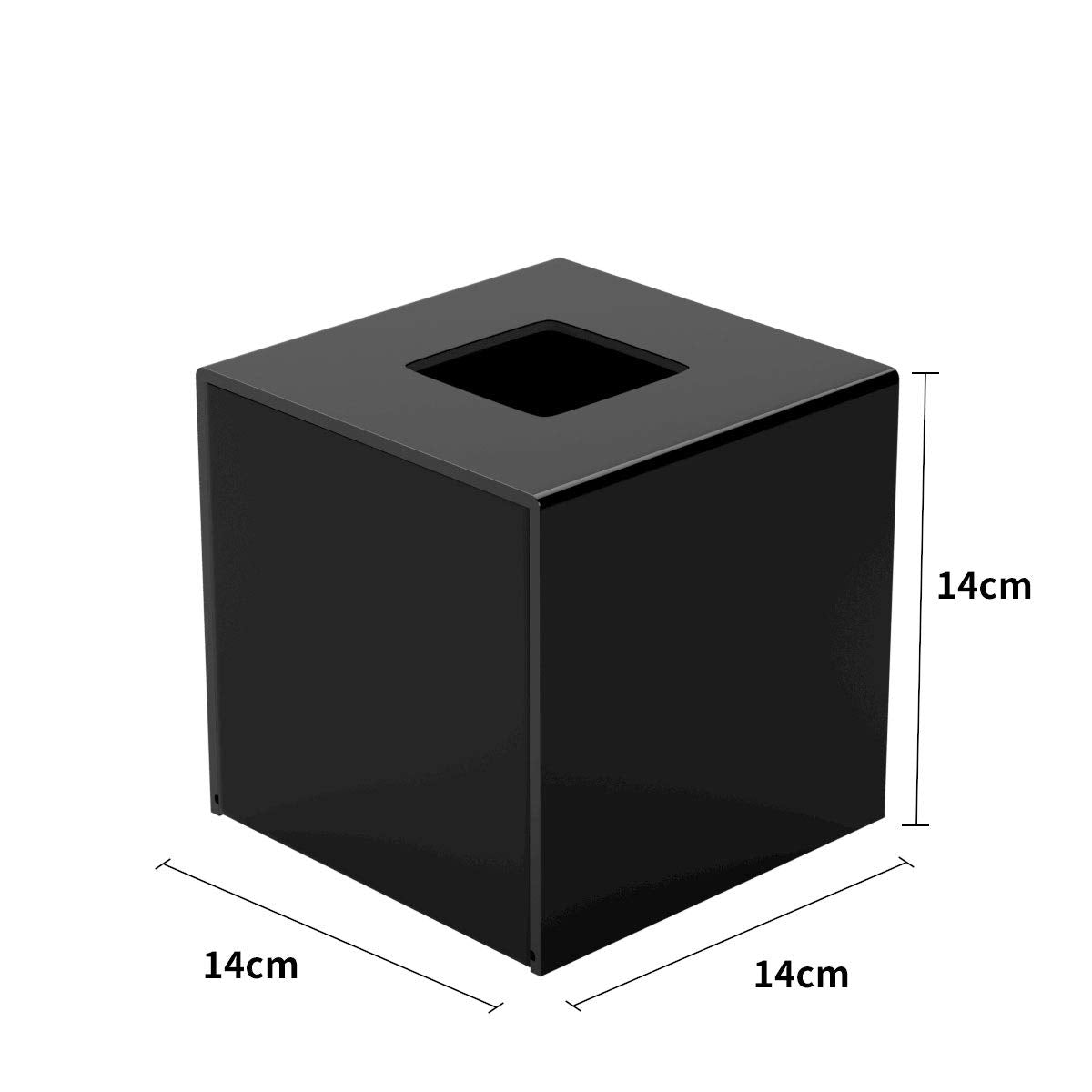 FEMELI Tissue Box Cover Square Acrylic Tissues Paper Holder for Bathroom Bedroom Office Black