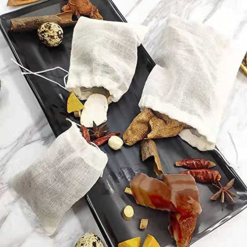 Reusable Sachet Drawstring Packing Bags Cheesecloth Cold Brew Coffee Bags 4X6Inch 50 Pcs For Spices,Tea Filter,Dried Herbs,Cooki