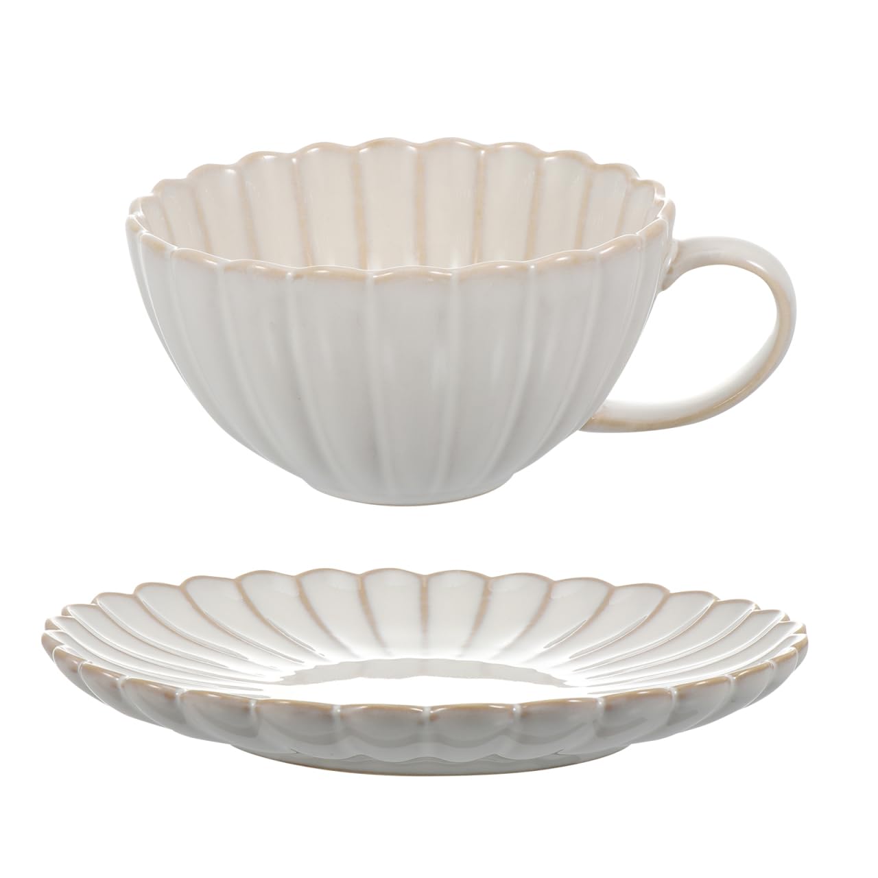BESTOYARD Ceramic Coffee Cup and Saucer Set  6.10 x 6.10 x 0.98, 19.4 oz White Porcelain HeatRetentive for Hot Beverages