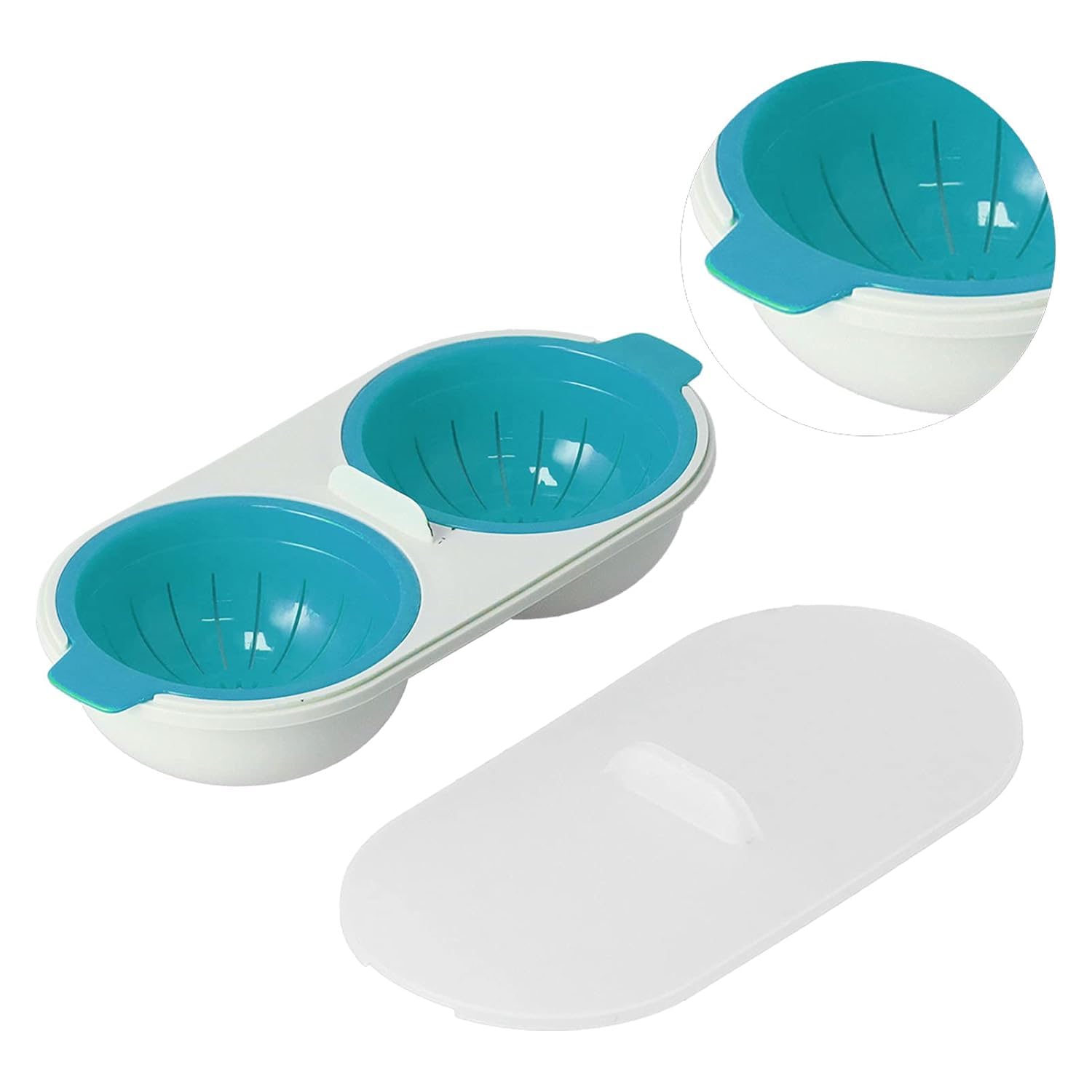Swisshome Microwave Eggs Poacher, Food Grade Double Cup Egg Boiler, Ovens Breakfast Cookware Kitchen Steamed Poached Egg Gadget,