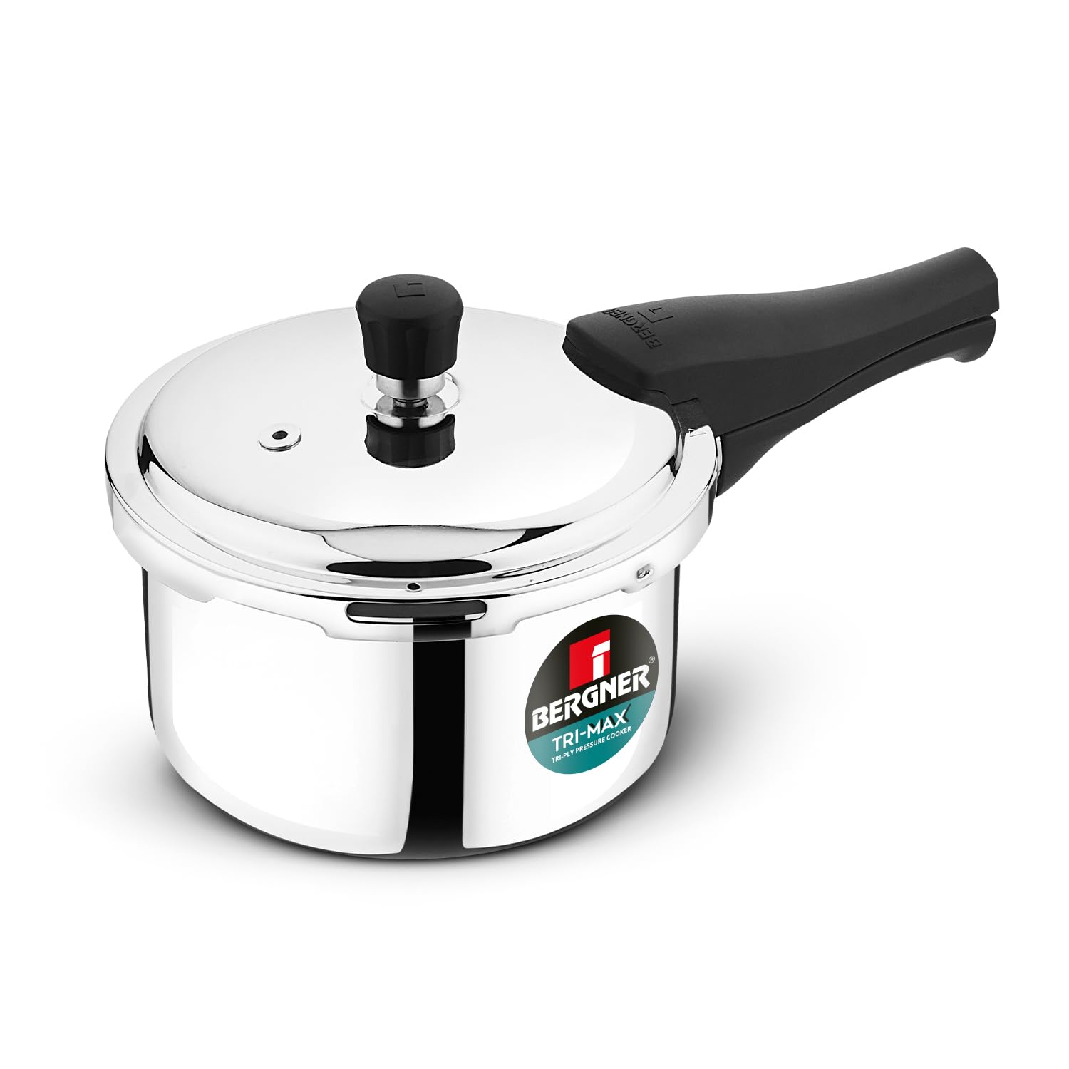 Bergner Tri-Max Junior Triply 1.5 Litres Pressure Cooker, Triply Body, Outer Lid Pressure Cooker, Healthy Cooking, Safety Valve,