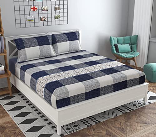 Rrc Super Soft Brushed Microfiber Cotton King Size Bedsheet With Pillow Covers, 108X108(Inches) King Size Bedsheet With Pillow C