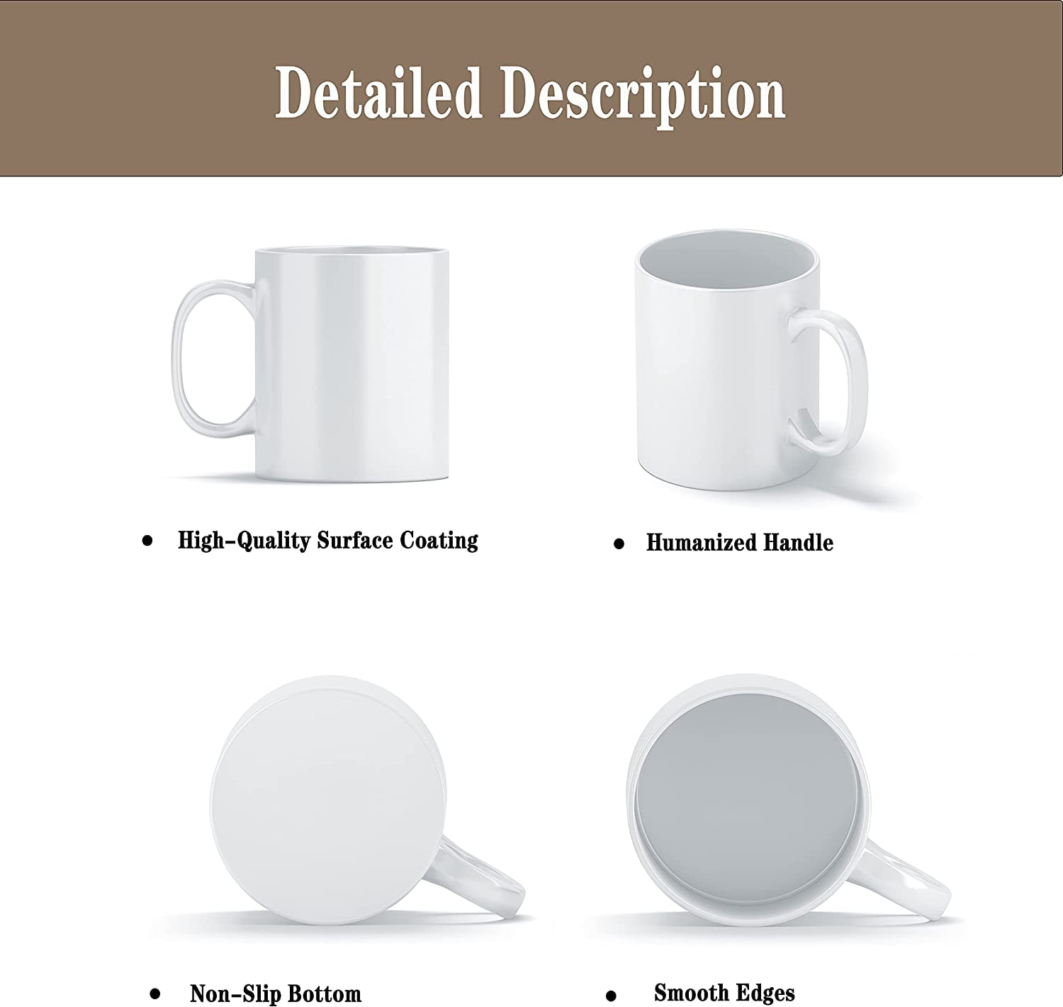TANGLONG Sublimation Mugs  Sublimation Mugs Blank Sublimation Mugs 15 oz White Ceramic Sublimation Coffee Mugs  Bulk Mugs for Coffee  Soup  Tea  Milk  Latte  Hot Cocoa Set of 12