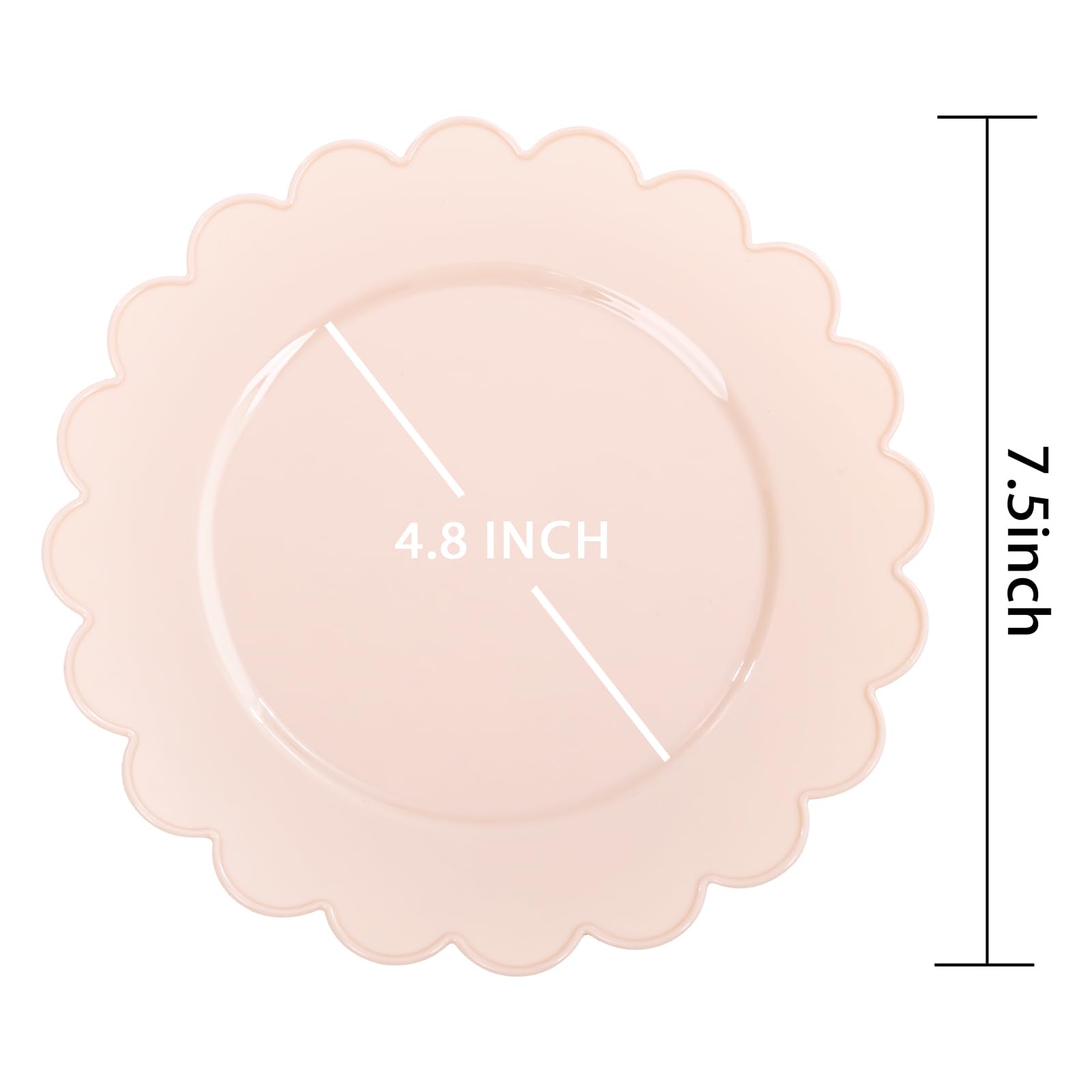 Sut 72Pcs Pink Plastic Plates - Disposable Party Plates, Pink Disposable Plates, Valentines Plates,Scalloped Plates, 7.5Inch Des