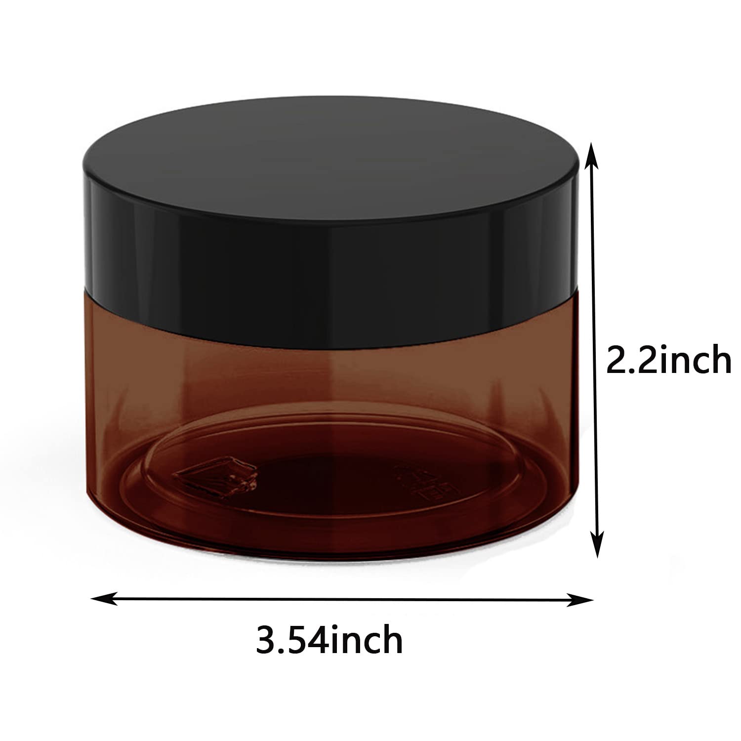 8 Oz Amber Plastic Cosmetic Jars Leak Proof Container With Black Lid For Cream, Lotion, Powder, Ointment, Beauty Products Etc, 6