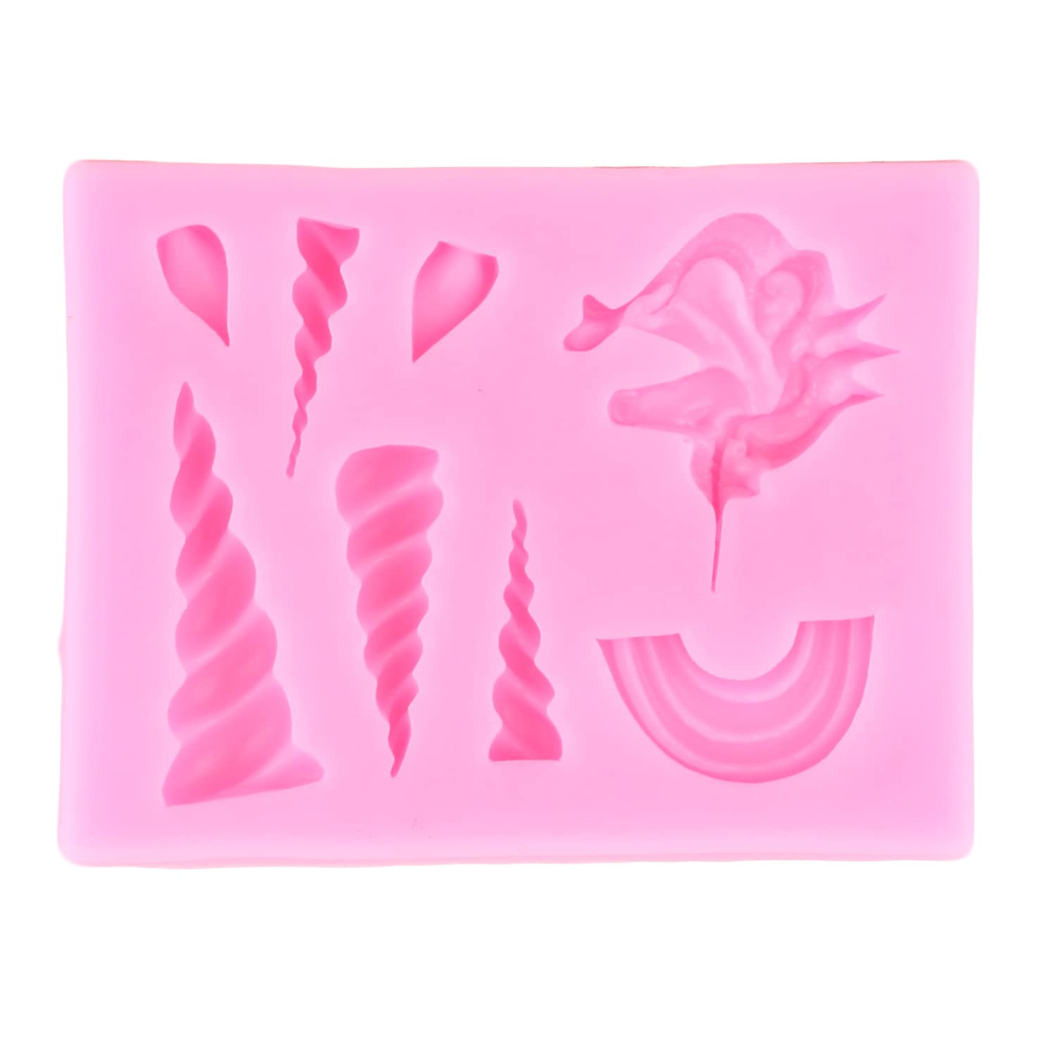 Miyahouse Unicorn Silicone Molds Rainbow Unicorn Horn Ears Fondant Molds Rose Flower Candy Molds For Cake Decorating Cupcake Top