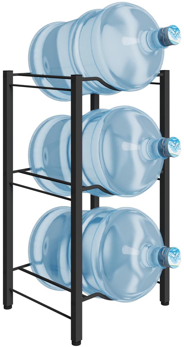 Mocomax 5 Gallon Water Jug Rack, 3 Tier Detachable Water Bottle Holder Storage Organizer Shelf, Heavy Duty Water Jug Dispenser S