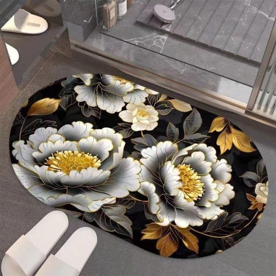 VASANGI 5 D Bathroom Flower Mat Visual AntiSlip Absorbent Mat Quick Drying NonSlip Bath Mat Anti Skid Water Soaking Floor Rug 