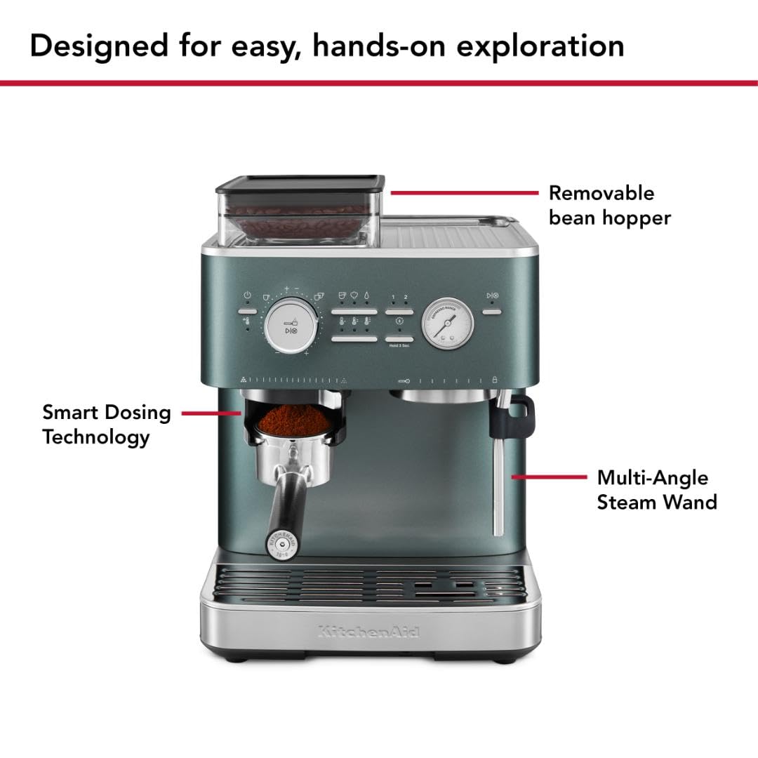 Kitchenaid Semi Automatic Espresso Machine With Burr Grinder, 2.5L, Juniper, Kes6551Jp