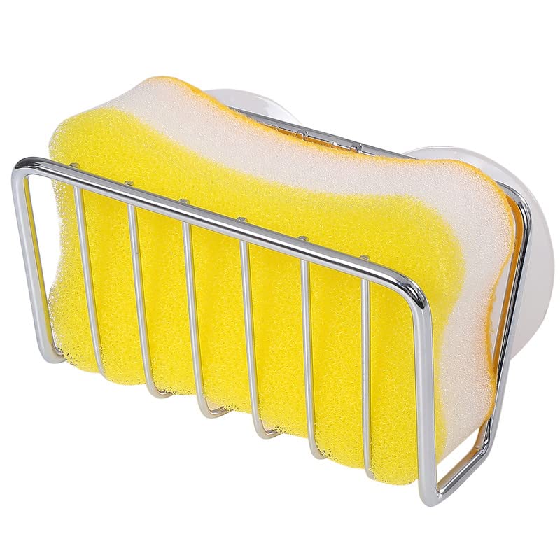 Toplife Sponge Holder For Kitchen Sink, Stainless Steel Suction Cup Sponge Caddy - Silver - 2 Pack