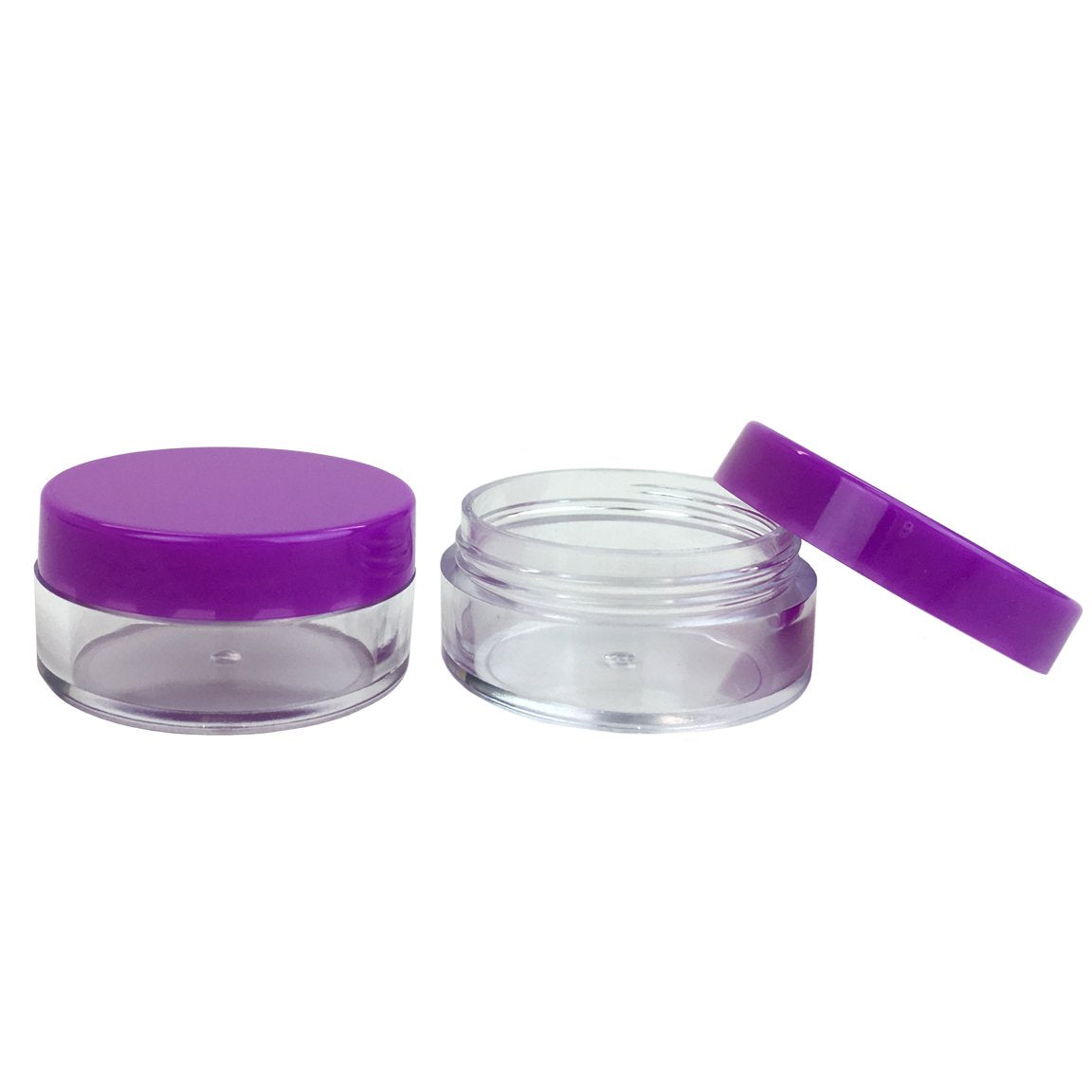 (Quantity: 20 Pieces) Beauticom 10G/10Ml Round Clear Jars With Purple Lids For Small Jewelry, Holding/Mixing Paints, Art Accesso