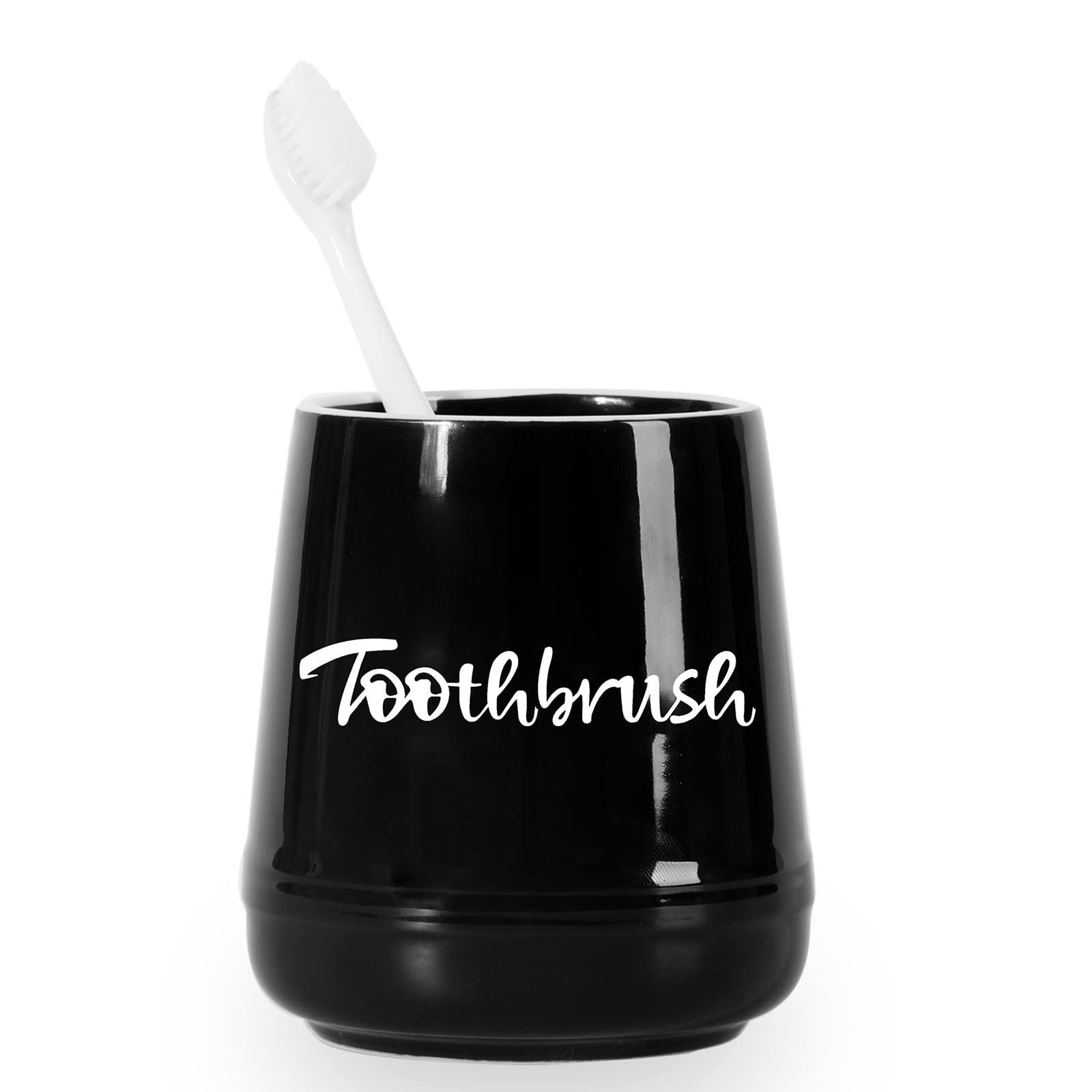 Leetoyi Porcelain Toothbrush Holder For Bathroom Vanity And Countertop, Brushing Holder Easy To Clean (Black)