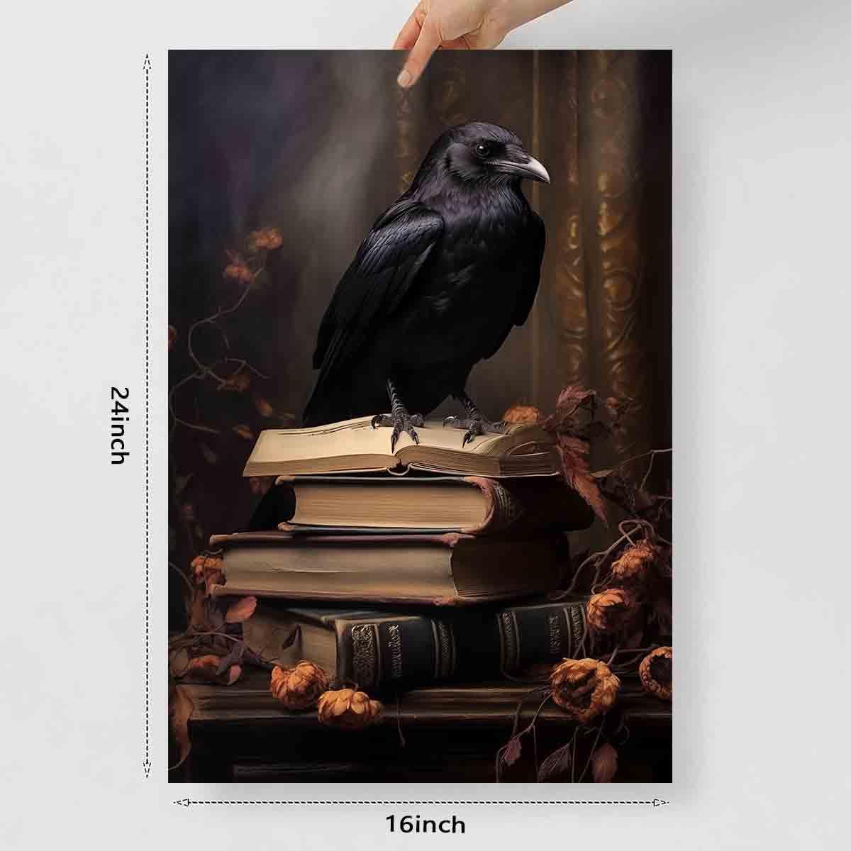 Gothic Crow Art Dark Academia Wall Posters Dark Academia Floral Wall Art Gothic Vintage Paintings Dark Academia Wall Art Black C