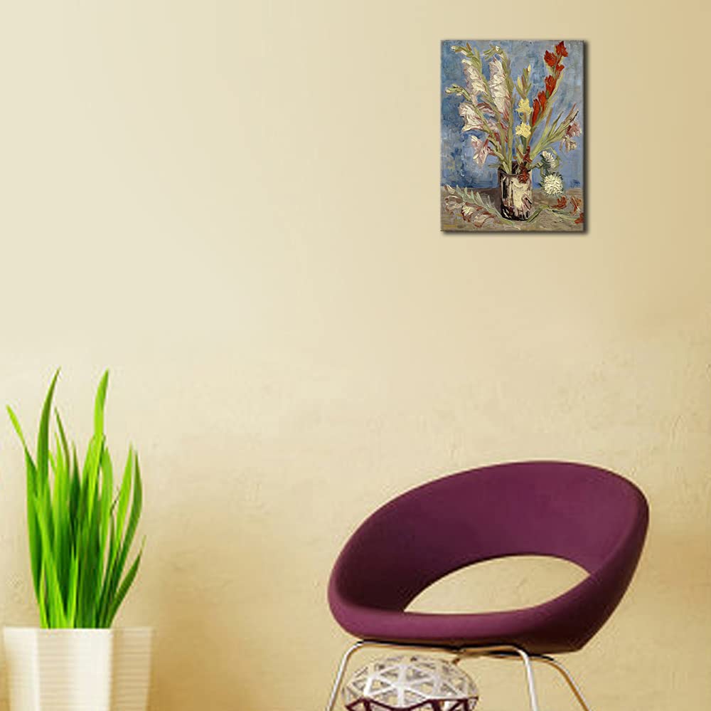 Wieco Art Vase with Gladioli and China Asters by Van Gogh Famous Oil Paintings Reproduction Modern Floral Giclee Canvas Prints Artwork Abstract Flowers Pictures on Canvas Wall Art for Home Decorations