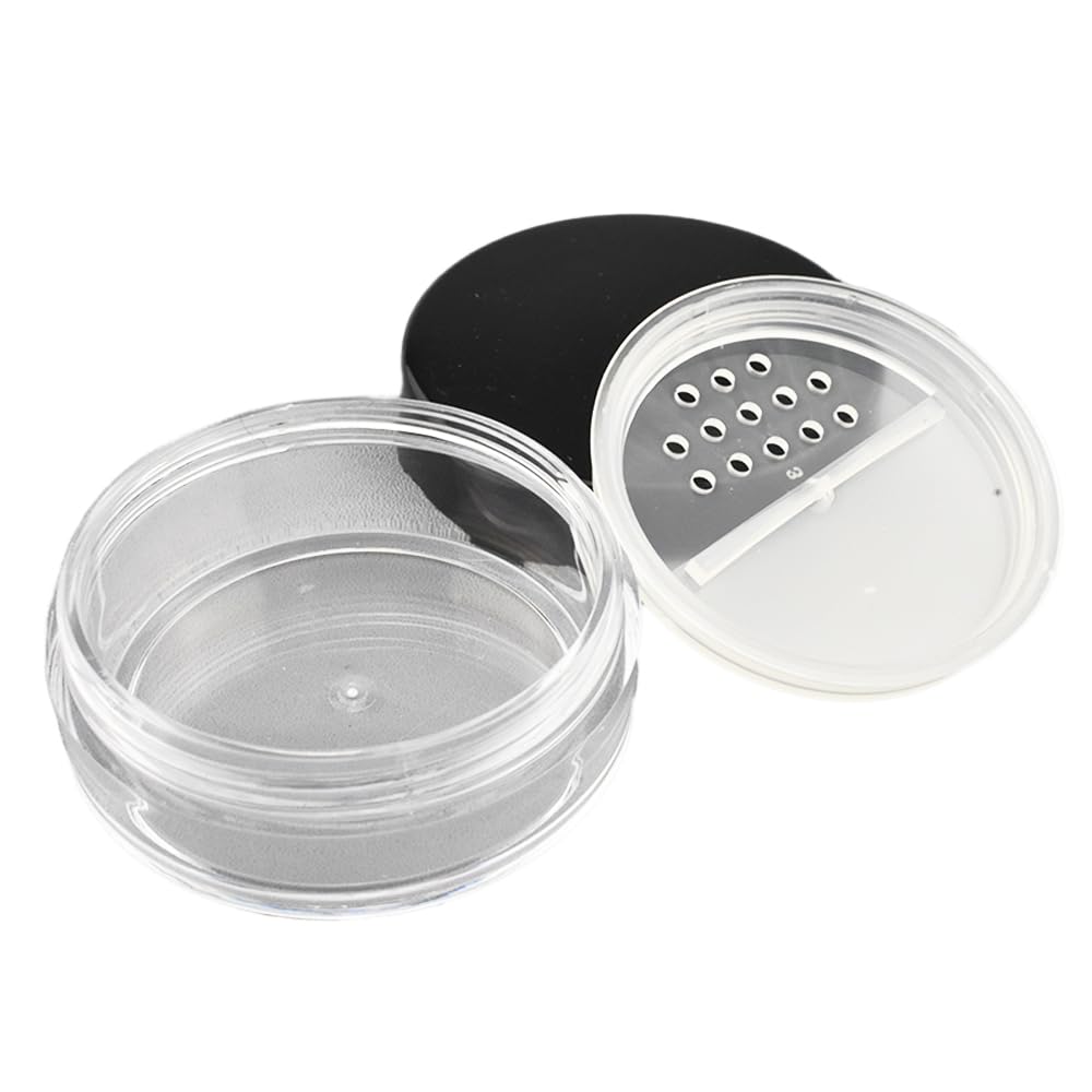 Hahiyo 2Pcs 10Ml/0.34Oz Plastic Empty Travel Powder Container Small Loose Powder Compact Case Makeup Cosmetic Jar Refillable Pow