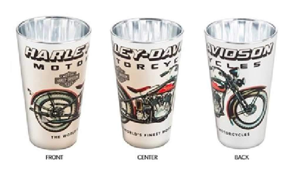 Harley-Davidson Vintage Motorcycle Pint Glass - Silver, 16 Oz. 3Pt4900Ep