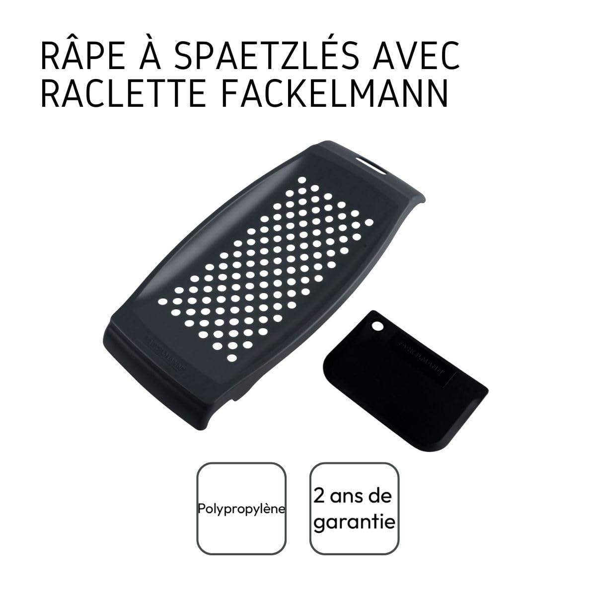 Fackelmann 12.4 X 5.9 X 1'' Plastic Spatzle Grater With Scraper, White/Black