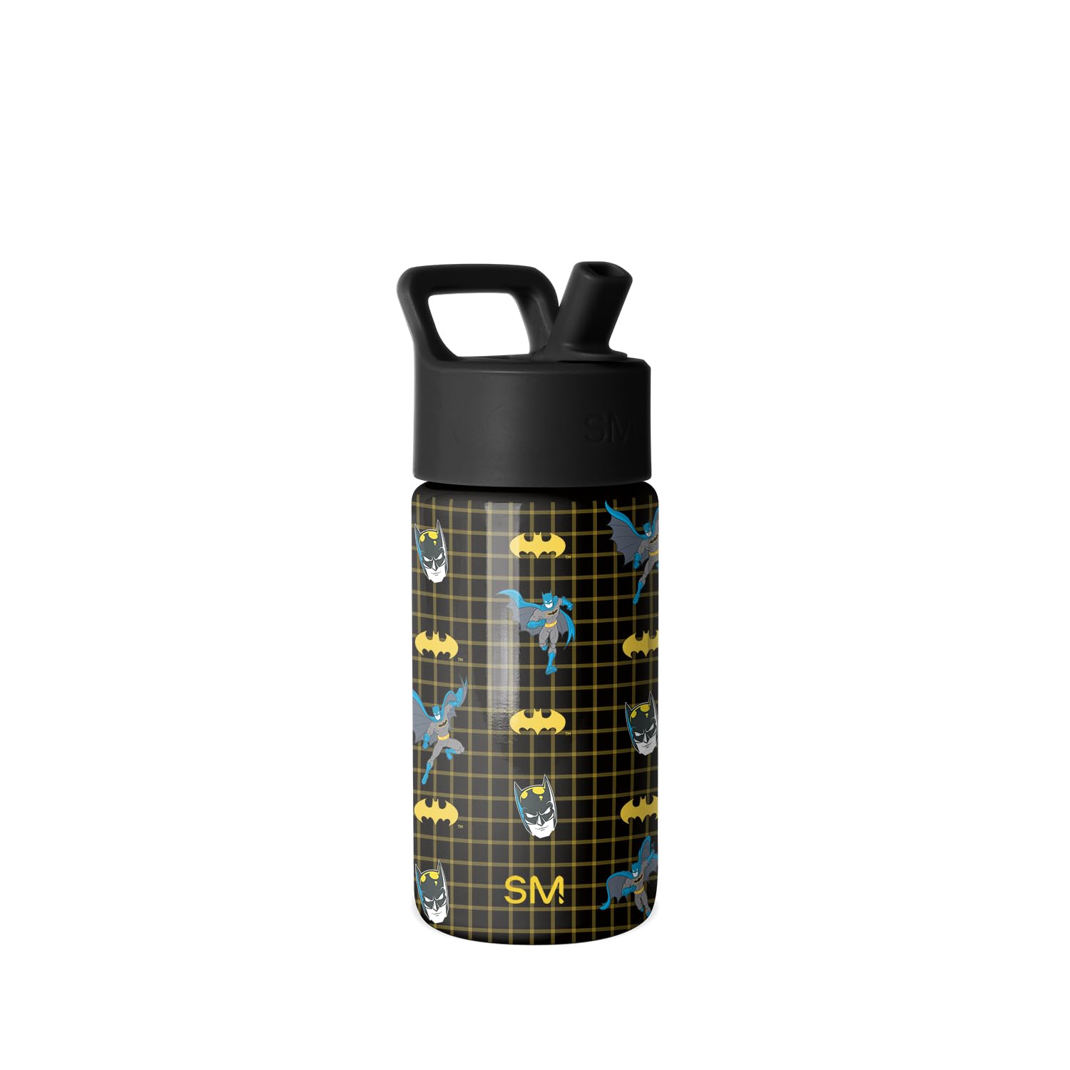 Simple Modern DC Comics Batman Kids Water Bottle with Straw Lid | 14oz Insulated Stainless Steel Kids Tumbler & Spill Proof Todd