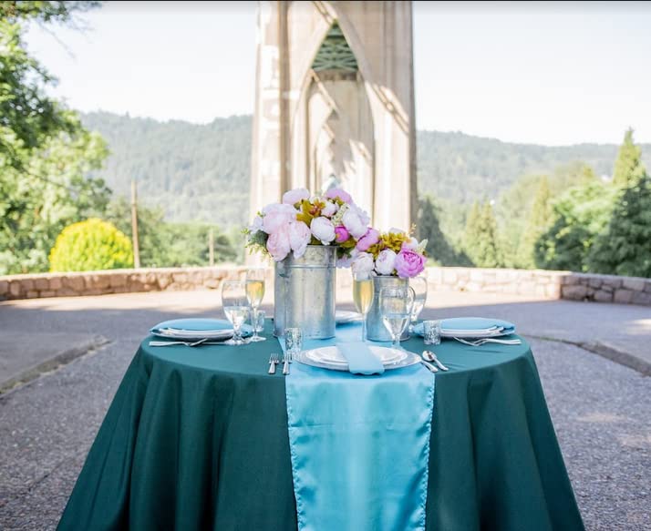Linentablecloth 108-Inch Round Polyester Tablecloth Hunter Green