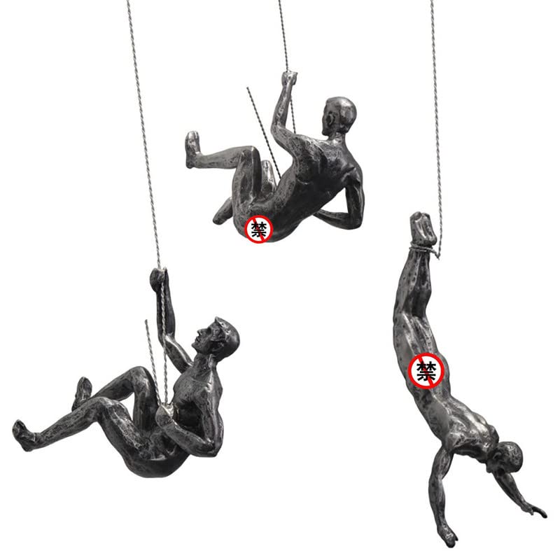 Karigaari - Ideas Hand Crafted Karigaari India Creative Set Of 3 Rock Climber Retro Rock Climbing Figures Resin Sculpture Figure