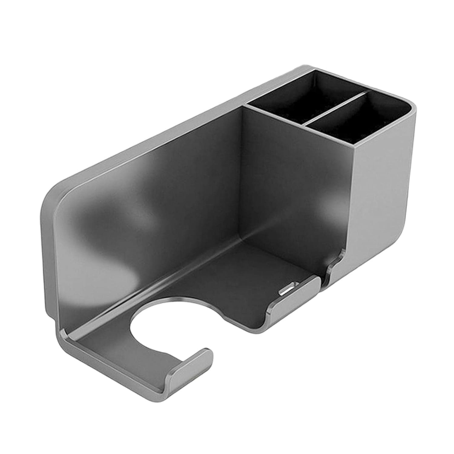 Gion No Drilling Self Adhesive Hair Dryer Holder, MultiFunctional Space Saving Stand With Two Storage Compartment  Styling Too