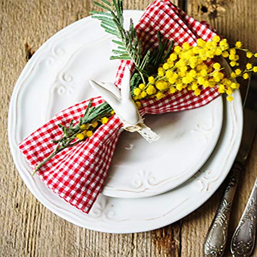 Easter Rabbit Porcelain Napkin Rings, Set Of 4 Vintage White Bunny Ceramic Napkin Rings For Easter Dinner Weddings Parties, Hand