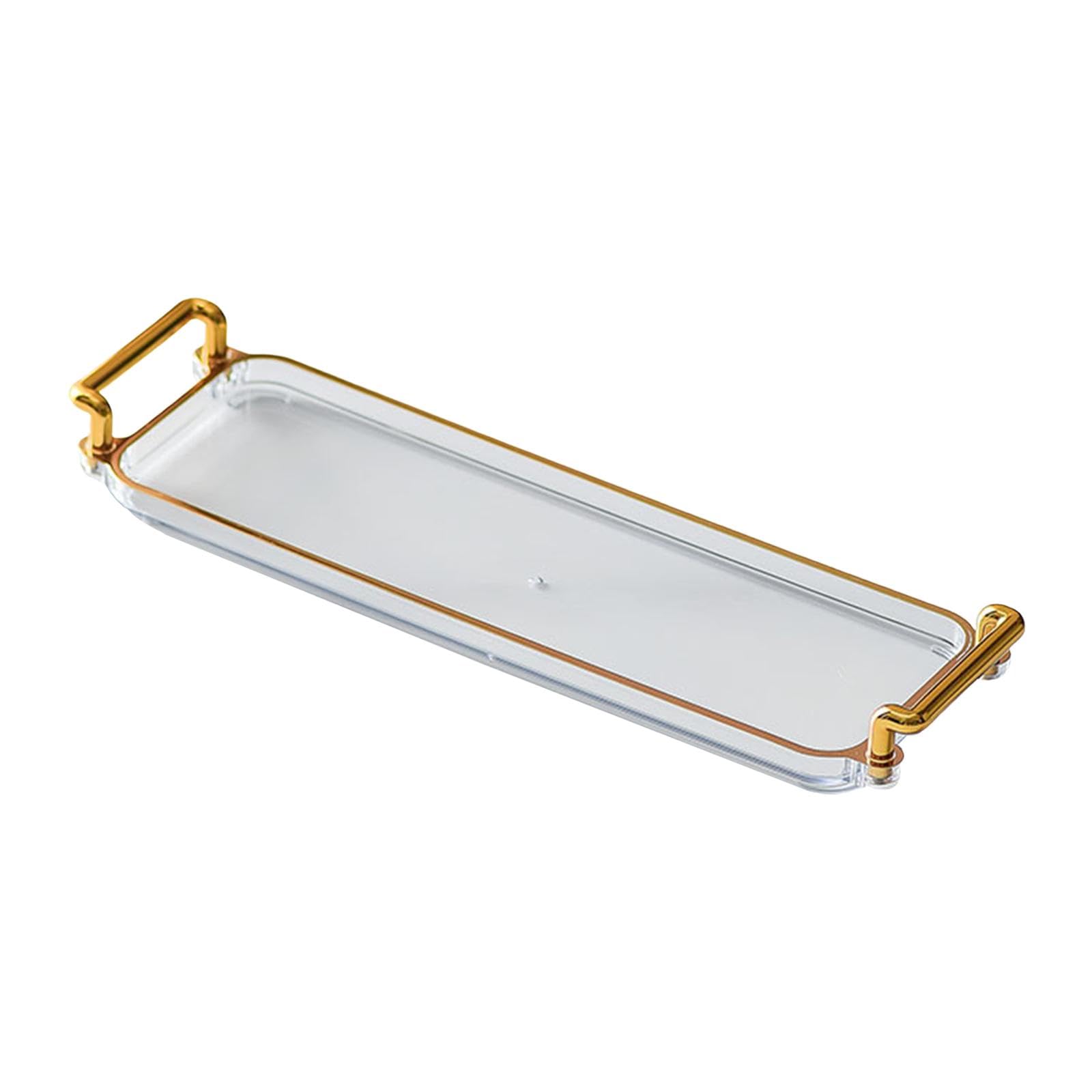 Trendivibe Rectangular Serving Platters With Handles Vanity Tray For Party Home Kitchen Clear