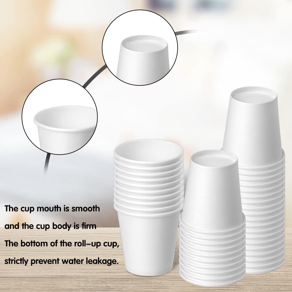 Huaiid [100Pack] 3 Oz 100 Pack Disposable Cups  Paper Cups  Bathroom Cups  Mouthwash Cups  Espresso Disposable Cups  Small Cups for Bathroom  Snack  Espresso  Mouthwash (White)