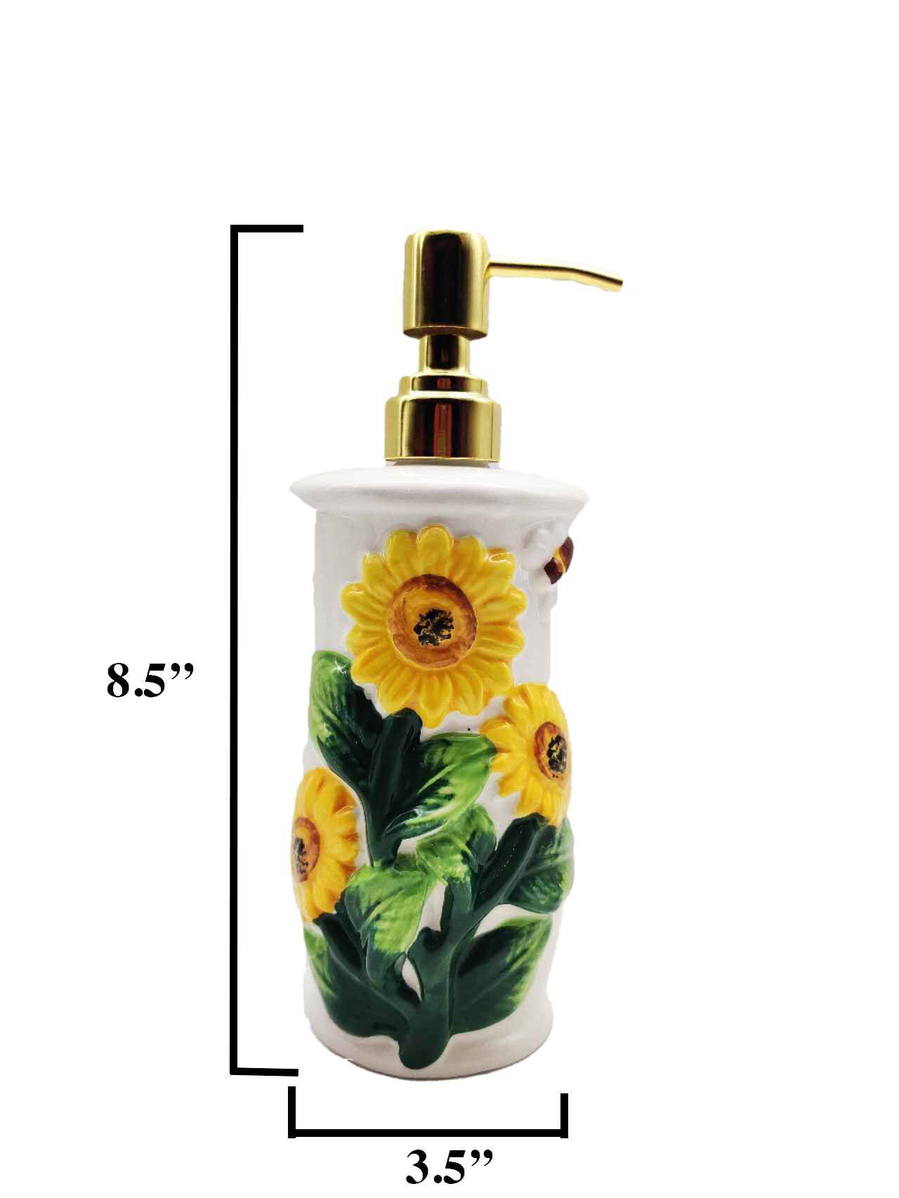 3D Sunflower Hand Painted  SOAP Dispenser/Lotion JAR  83088 by ACK