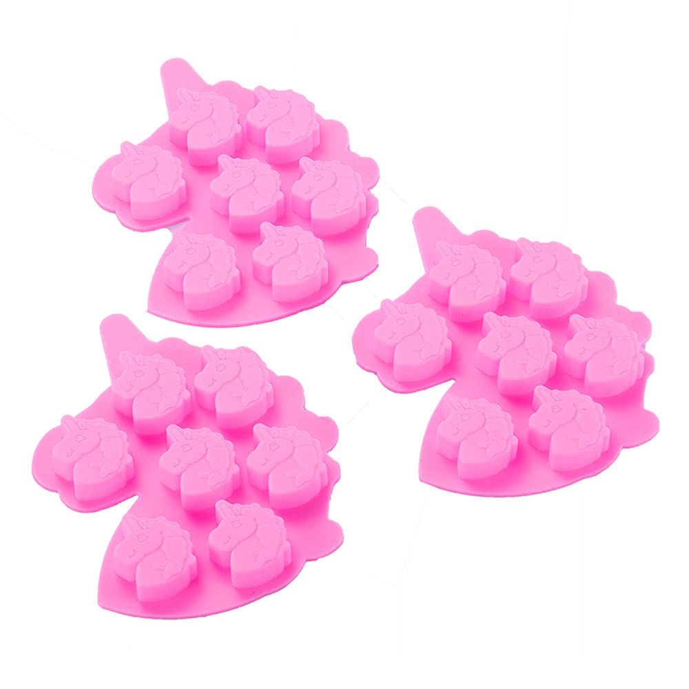 Vpqnee 3 Pack Medium Size 7 Cavities Unicorn Silicone Chocolate Mold For Making Unicorn Shape Gummy, Candy, Chocolate, Ice Cube,