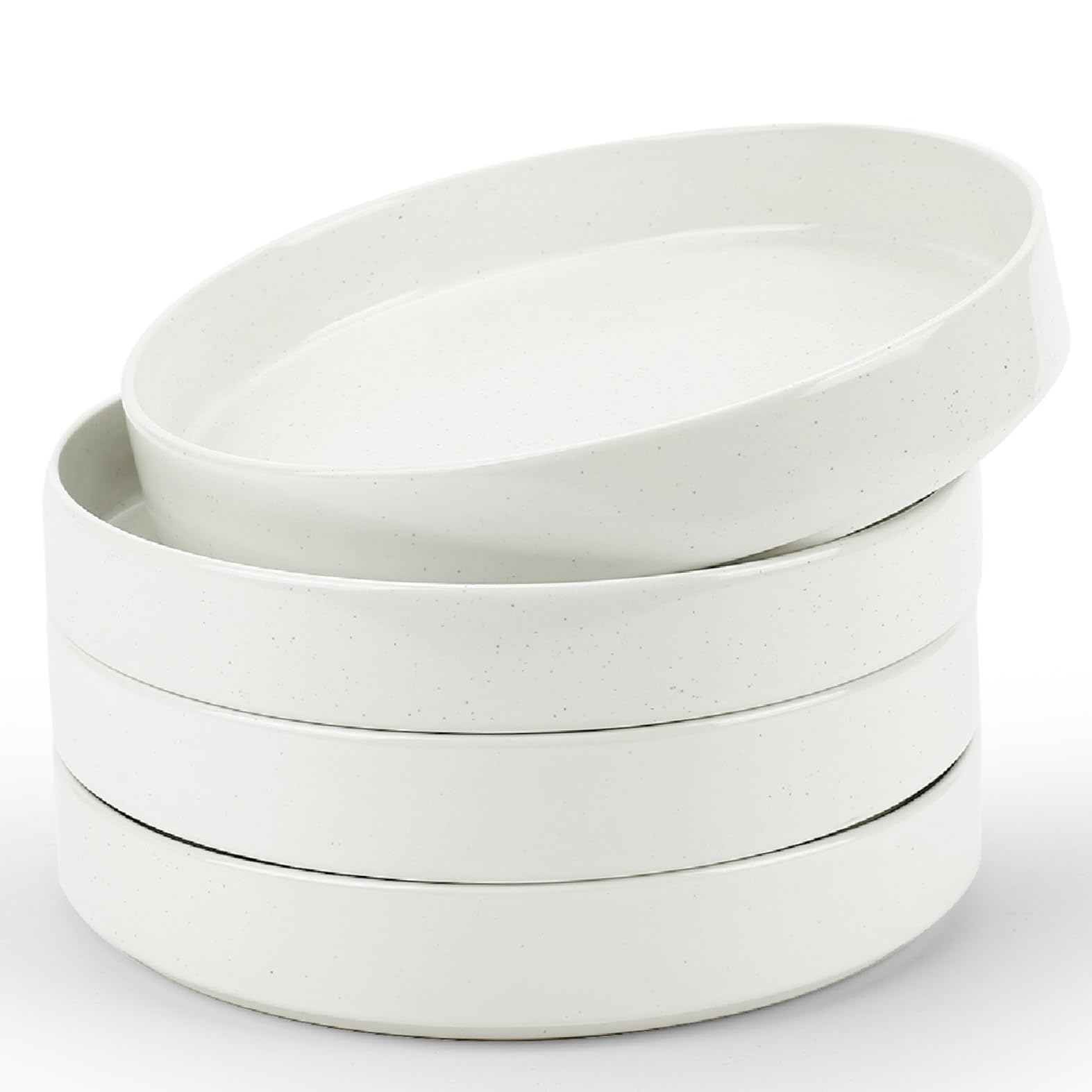 Famiware Nebula Pasta Bowls For 4, 8.75 Inch Salad Bowl Sets, Large Wide Bowls For Serving Dinner, White