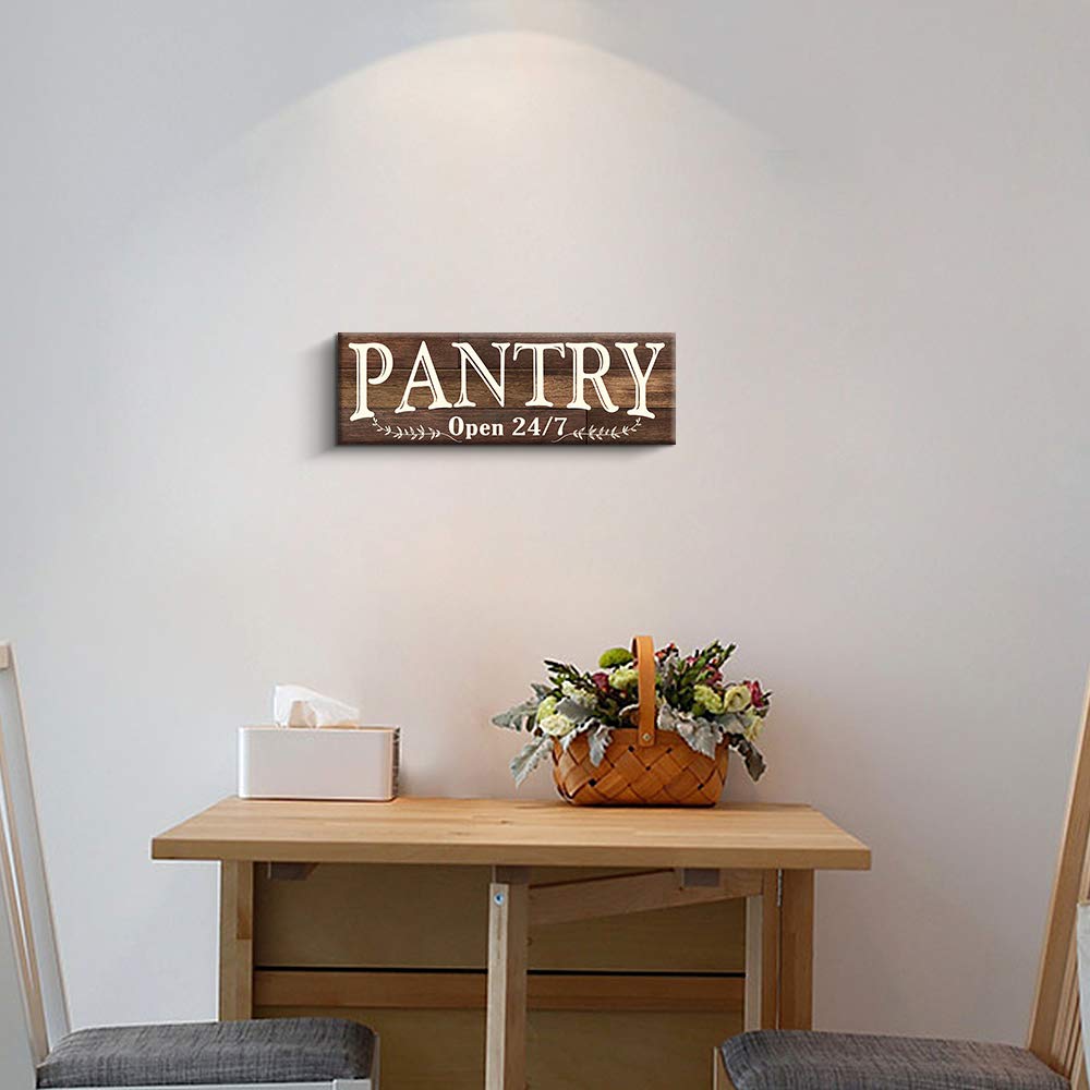 Pantry Sign Rustic Wood Color Canvas Wall Art Print Sign 5.5X16.5 (Pantry, Brown)