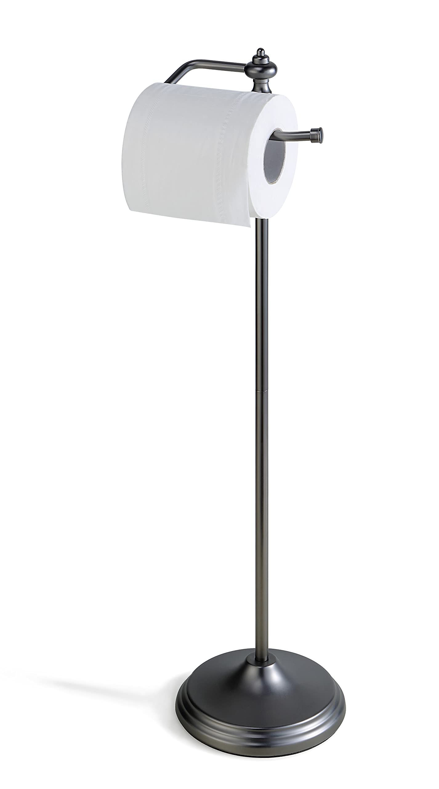 Sunnypoint Bathroom Free Standing Toilet Tissue Paper Roll Holder Stand With Reserve Function (Black Nickel)