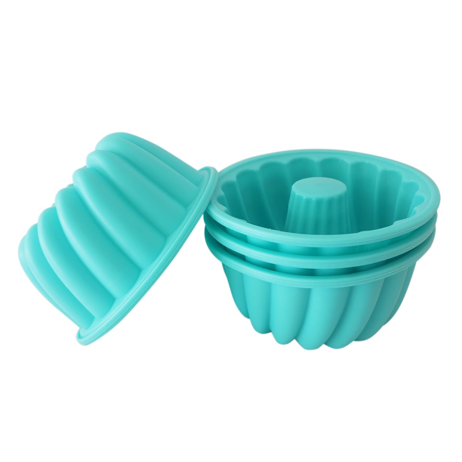 LoveDeal 4 Inch Silicone Fluted Tube Cake Pan, Plastic Ring Baking Mold