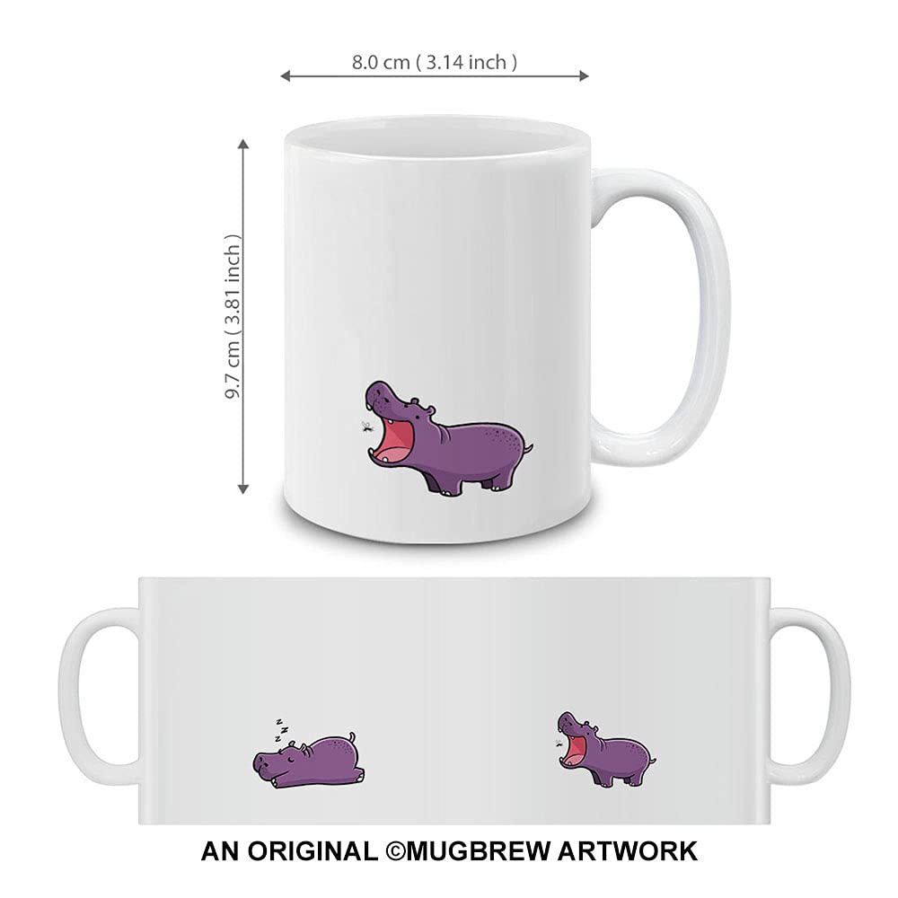 MUGBREW Cartoon Animal Drawing Mugs, Purple Hippo Ceramic Coffee Mug Tea Cup, 11 OZ
