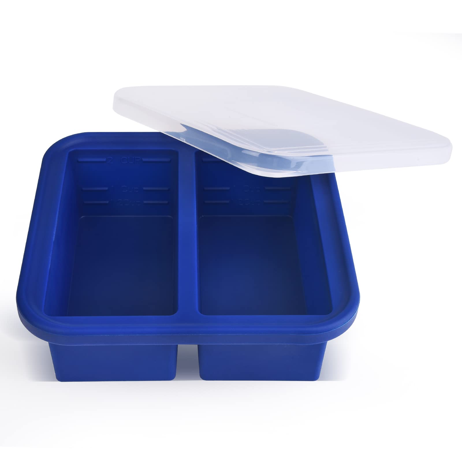 Kinggrand Kitchen 2-Cup Silicone Freezer Tray With Lid - 1 Pack - Make 2 Perfect 2-Cup Portions - Easy Release Molds For Food St