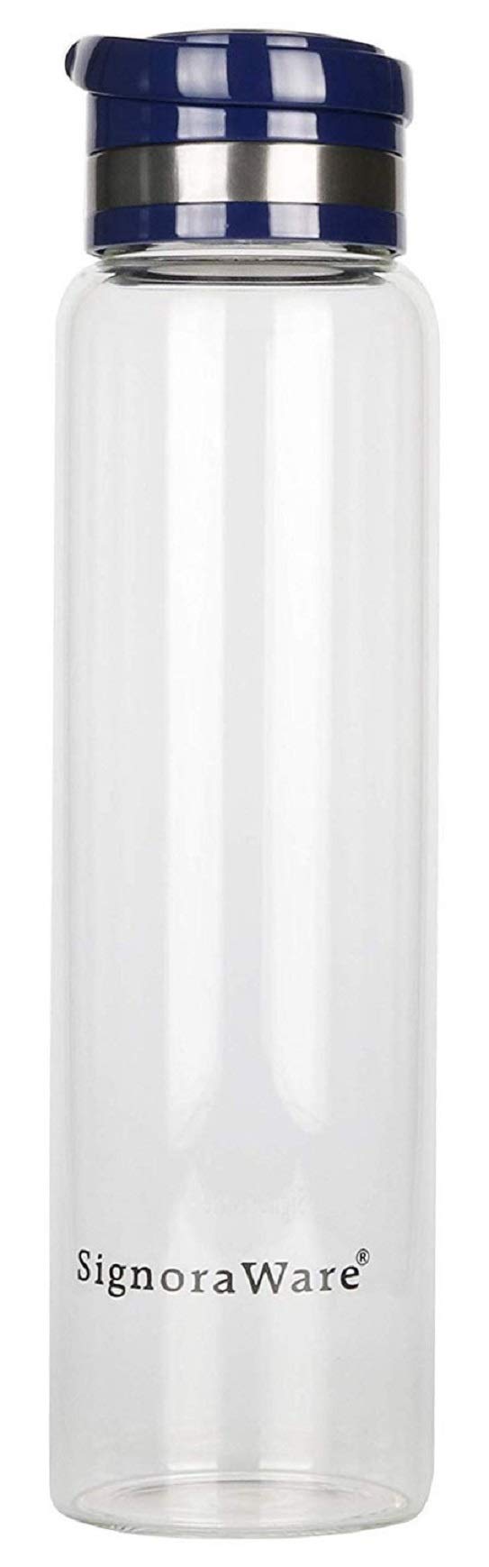 Signora Ware Starlite Borosilicate Glass Water Bottle With Screw Cap | Leak Proof Transparent (550Ml, Set Of 1, Clear)