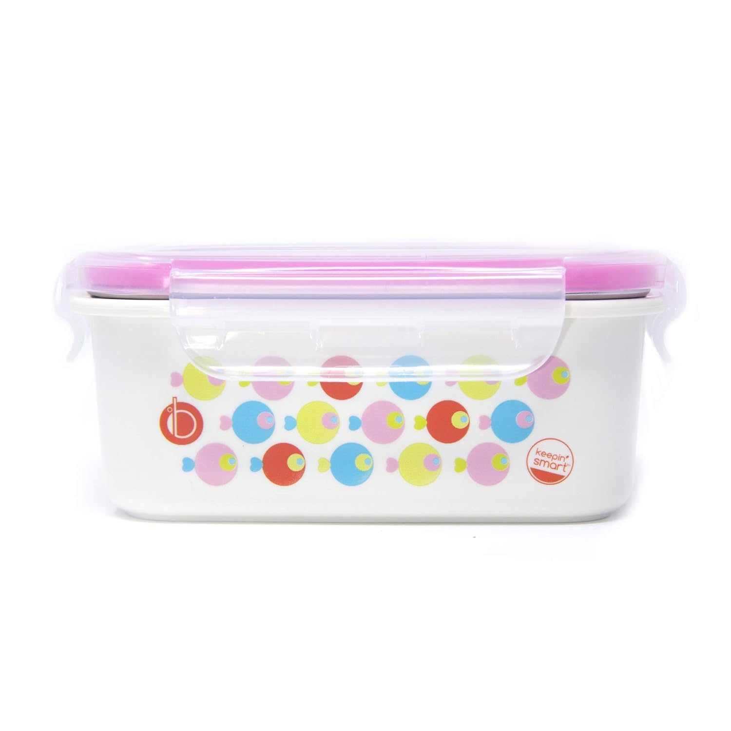 Innobaby Keepin Fresh Stainless Bento Snack or Lunch Box with Lid for Kids and Toddlers 15 oz, BPA Free Food Storage, Pink Fish