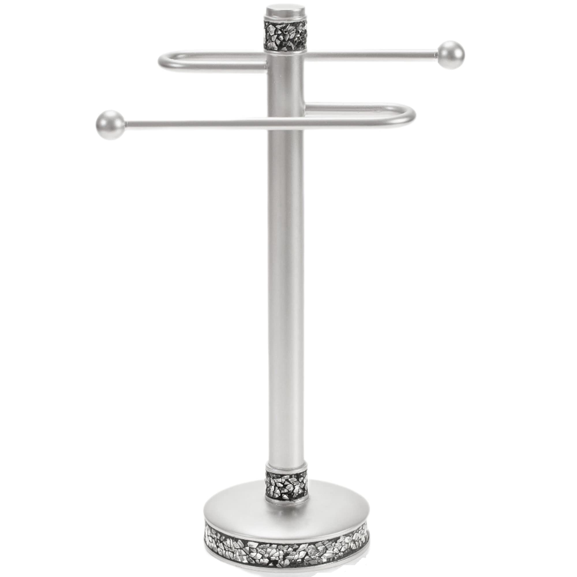 Crackled Glass Countertop Towel Stand, Decorative Silver Fingertip Towel Holder, Durable Resin Free Standing Towel Rack, for Ele