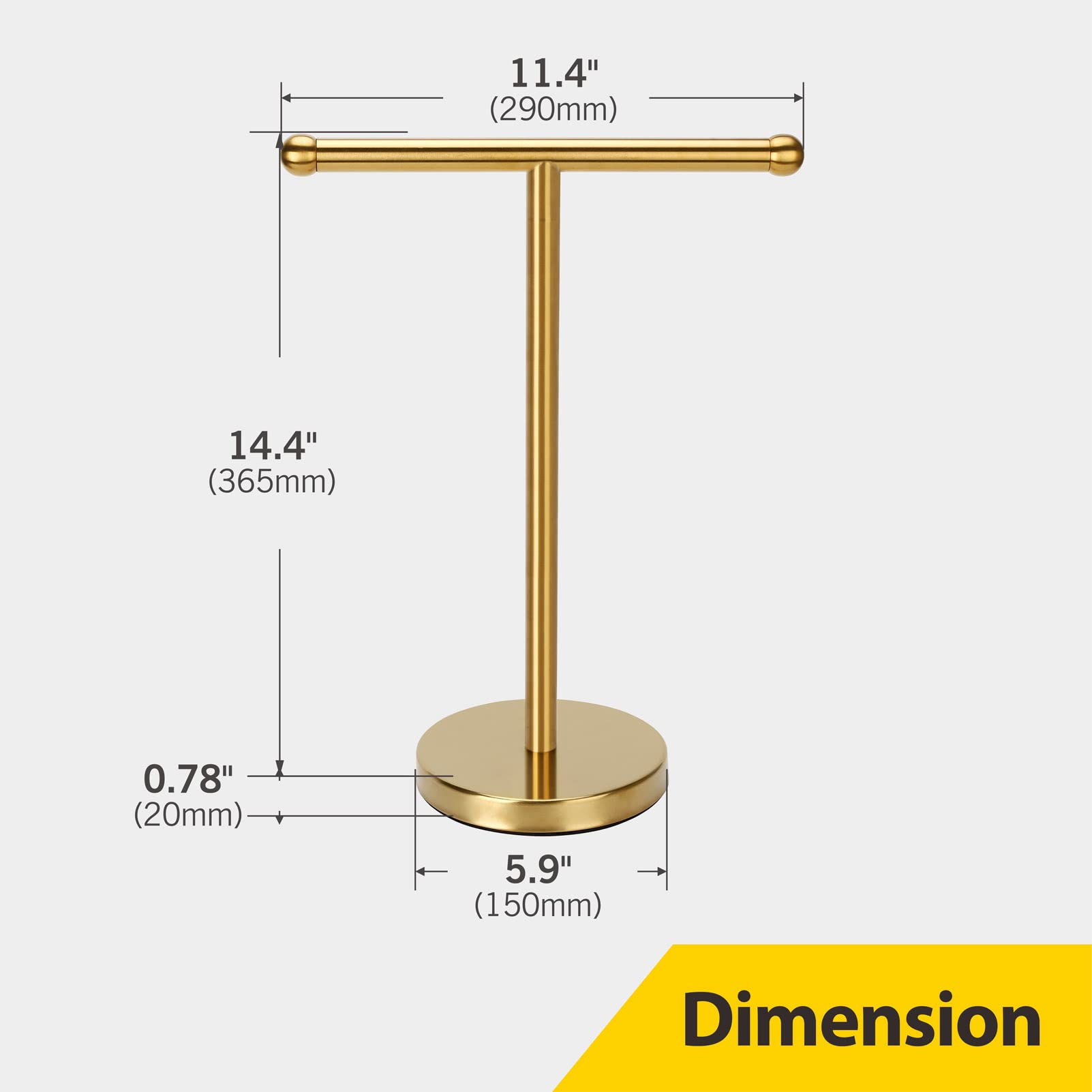 Hand Towel Holder Gold  Hand Towel Rack Stand with Heavy Weighted Base  Countertop Hand Towel Holder Stand for Bathroom SUS304 Stainless Steel (Gold)