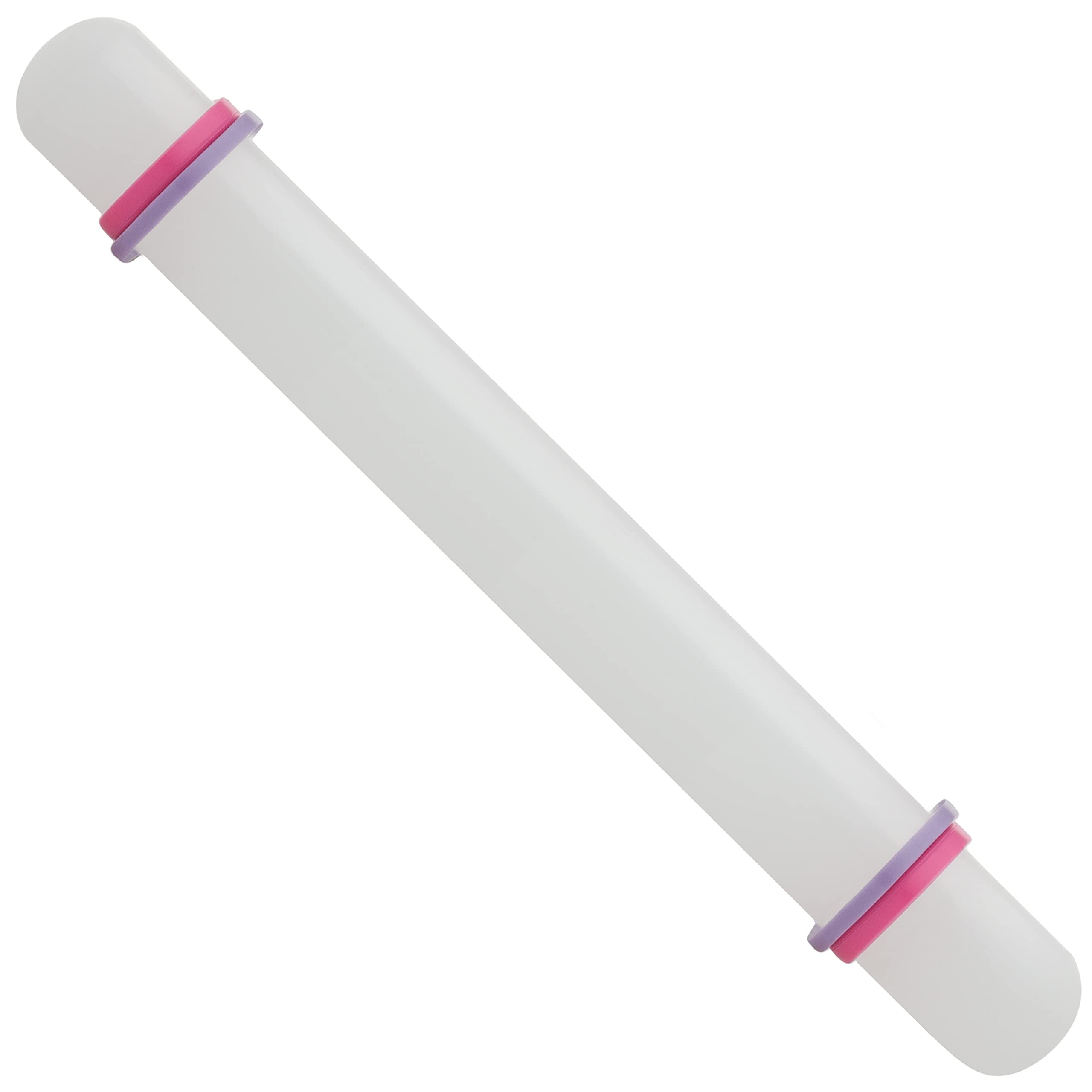 Ateco #7512 Fondant Rolling Pin With Adjustable Thickness Bands, Nonstick Plastic, 8.75-Inches, White