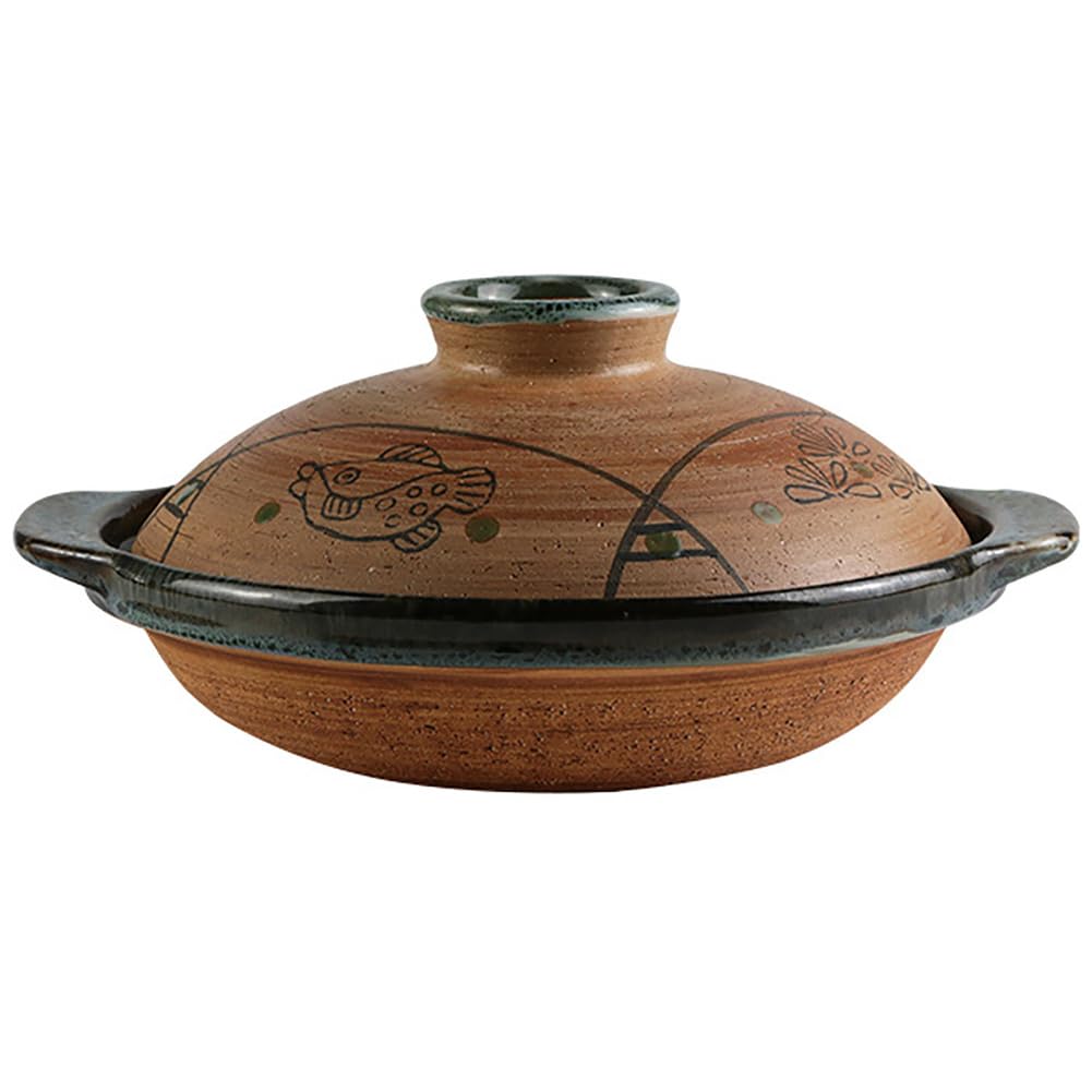 CVQWRJH Japanese Ceramic Donabe Pot Casserole Baking Dish Korean Cooking Bowl Ceramic Cooking Pot Earthenware Stew Pot Stockpot 