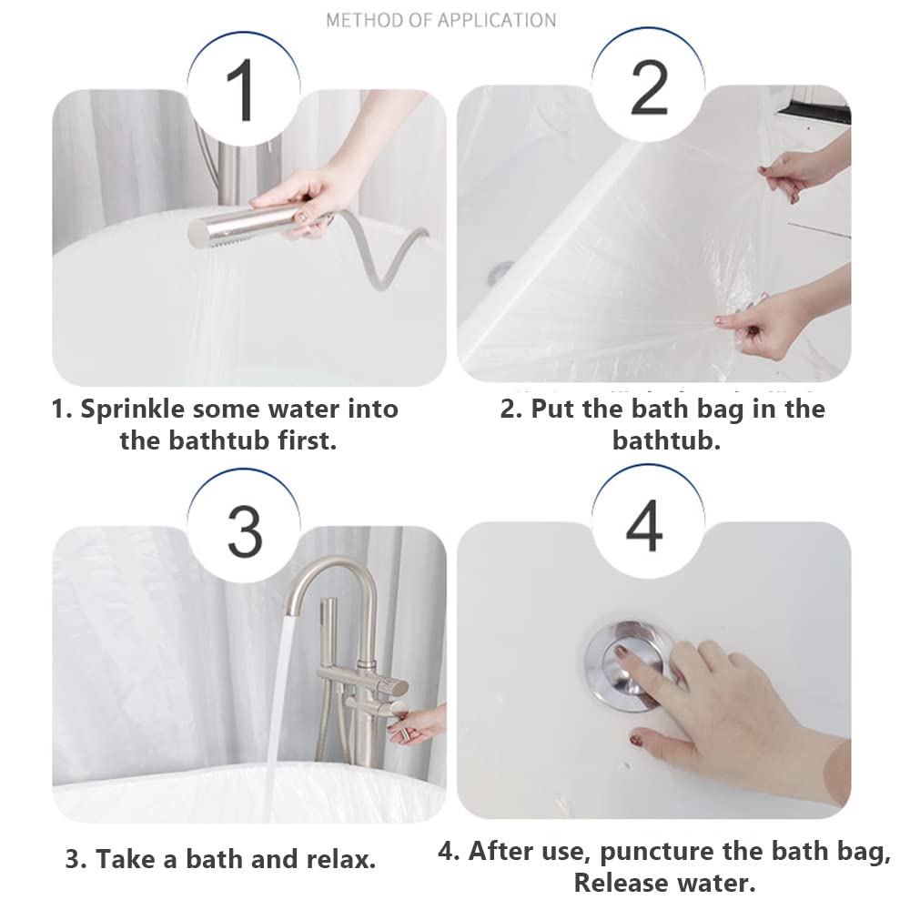 Healcity 10 Packs Of Disposable Portable Bathtub Cover Lining, Birthday Gift, Large Bathtub Liner Plastic Bag For Salon, Home An