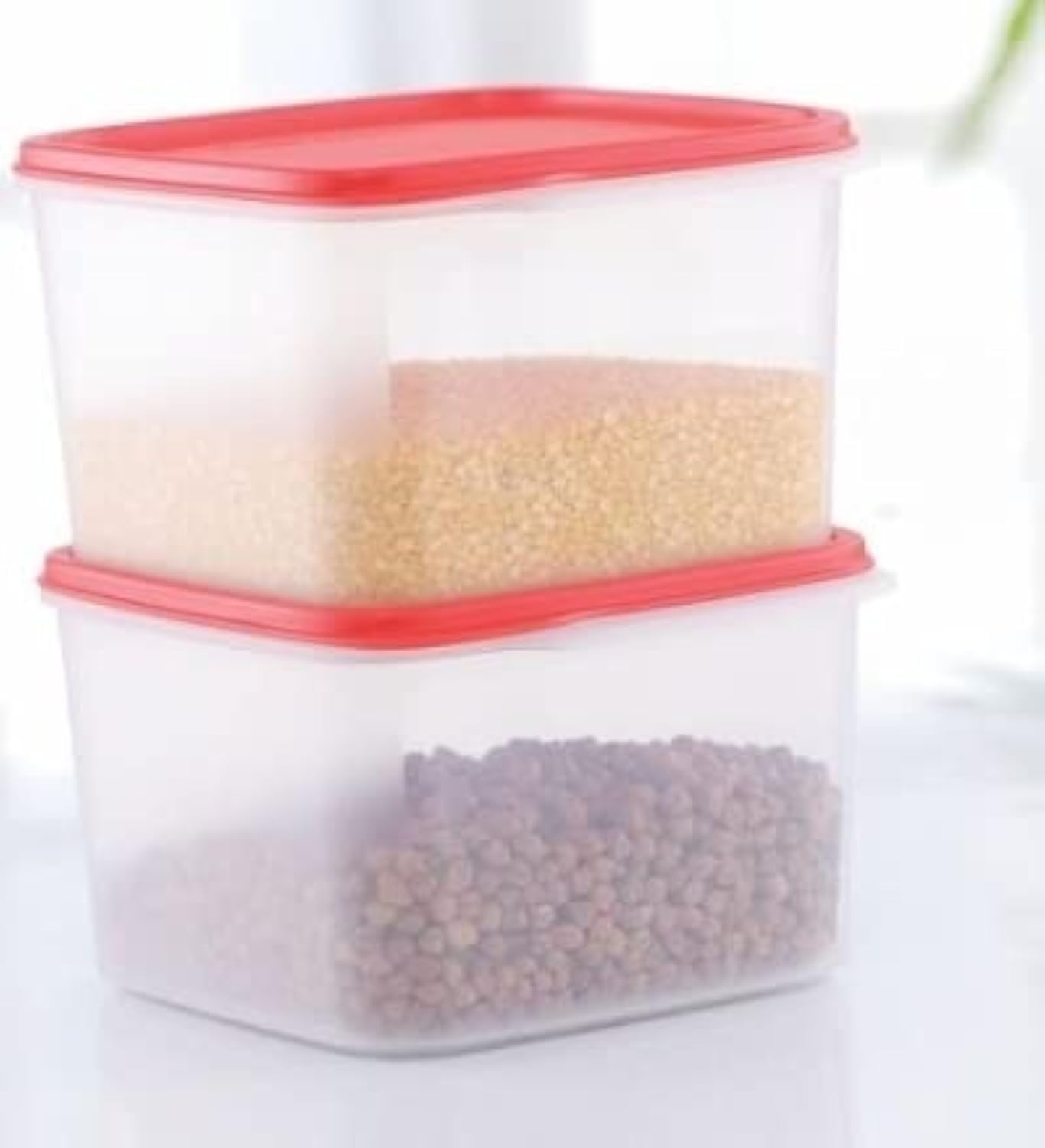 Tupperware Plastic Smart Lentils Storer Of 2.5 Litre Capacity Set Of 2 Pc  Clear