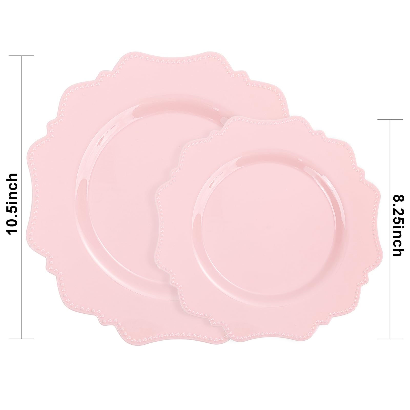 Colosus Disposable Pink Party Plastic Plates Set, 60 Pack (30 Guest) Dinner & Salad/Dessert Plate For Spring Wedding Birthday Va