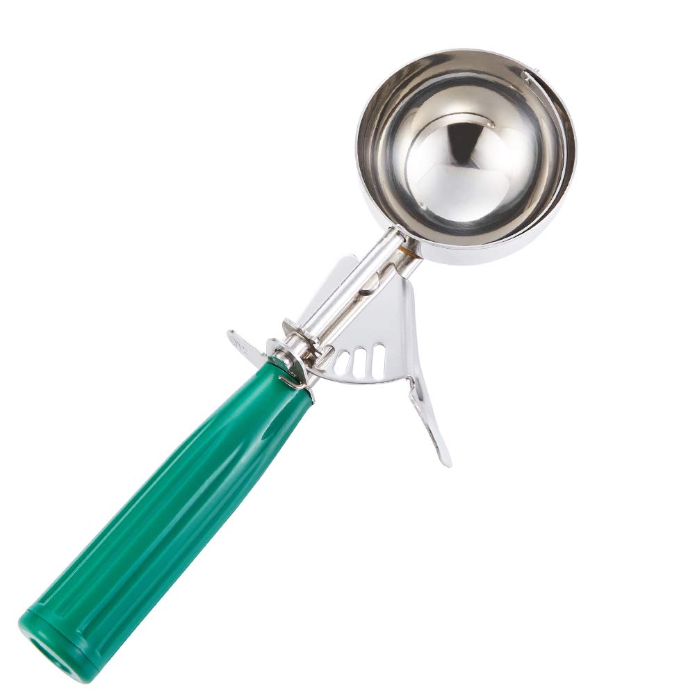 Saebye 2.7 OZ Scoop - #12 (1/3 Cup) - Disher, Ice Cream Soop, Cookie Scoop - Portion Control - 18/8 Stainless Steel, Green Handl