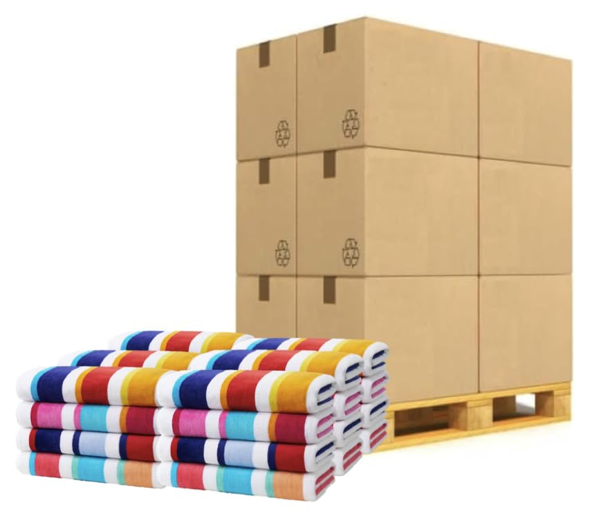 Kaufman - Joey Velour Colored Classic Multi-Color Stripe Beach & Pool Towel - Large 100% Combed Cotton Beach Towel - Soft & Abso