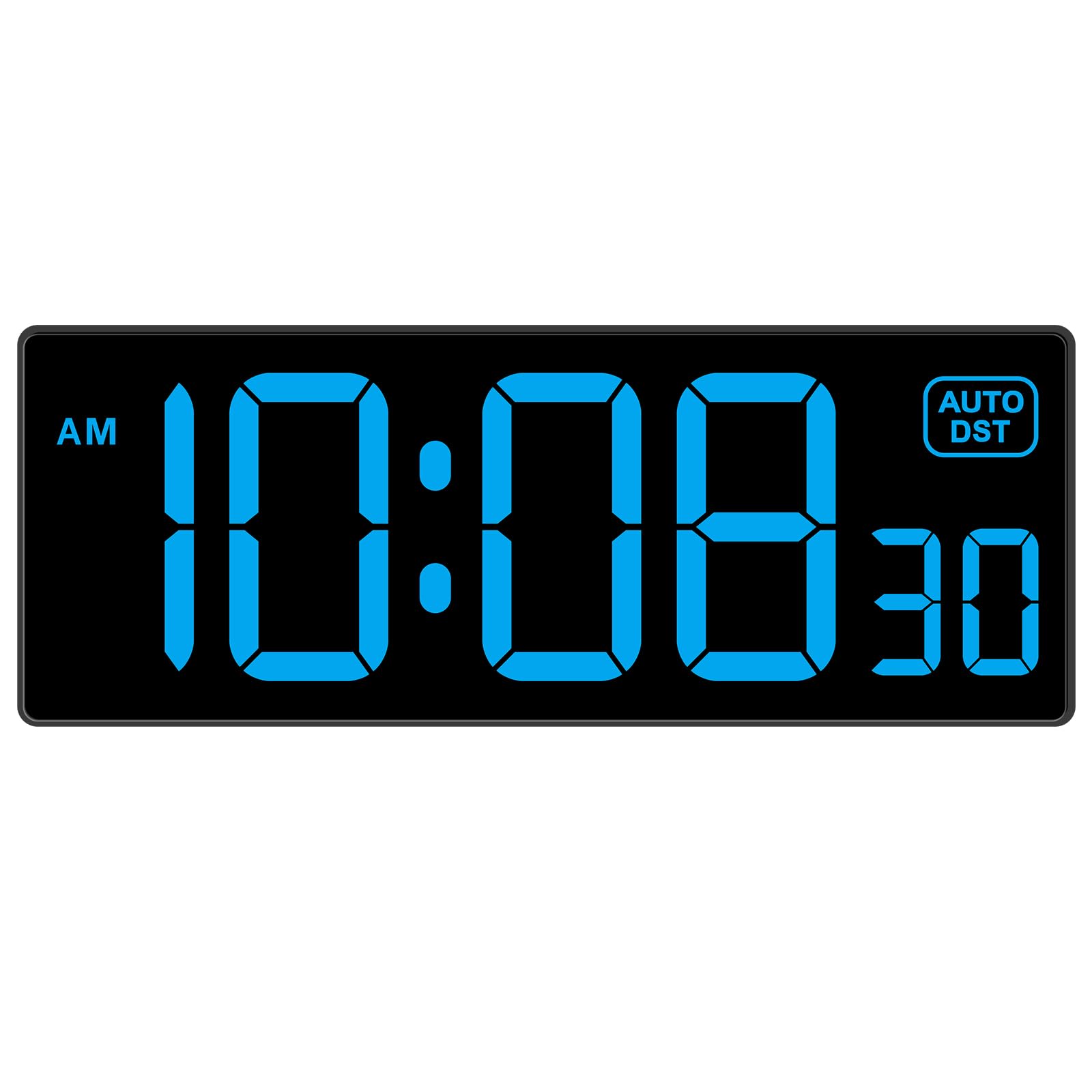 Soobest Led Wall Clock Digital Clock With Seconds, Electric Plug In Large Big Numbers Clock 5 Dimmers Wall Mount For Living Room