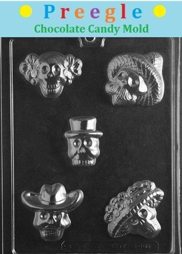 Preegle H165 Day Of The Dead Assortment Chocolate Candy Mold