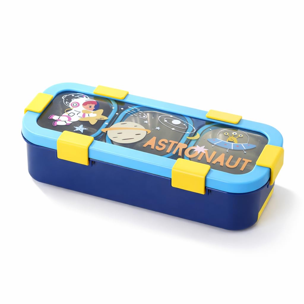 Crafelle Stainless Steel Kids Bento Lunch Box - 2 Compartments | 600 Ml Leakproof School Cartoon Tiffin Box For Boys & Girls | B